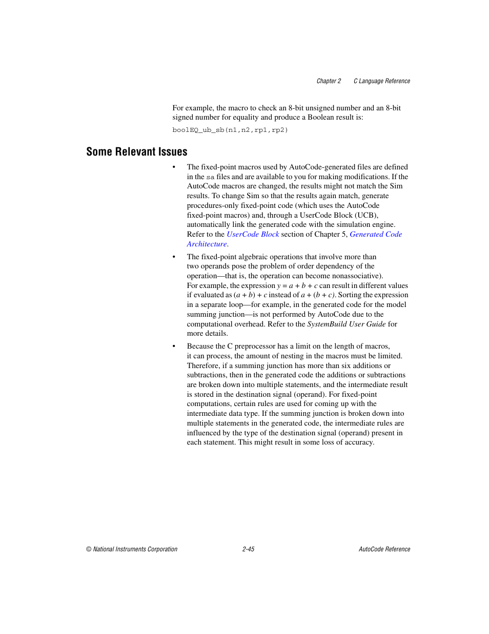 Some relevant issues, Some relevant issues -45 | National Instruments AutoCode NI MATRIX User Manual | Page 62 / 250