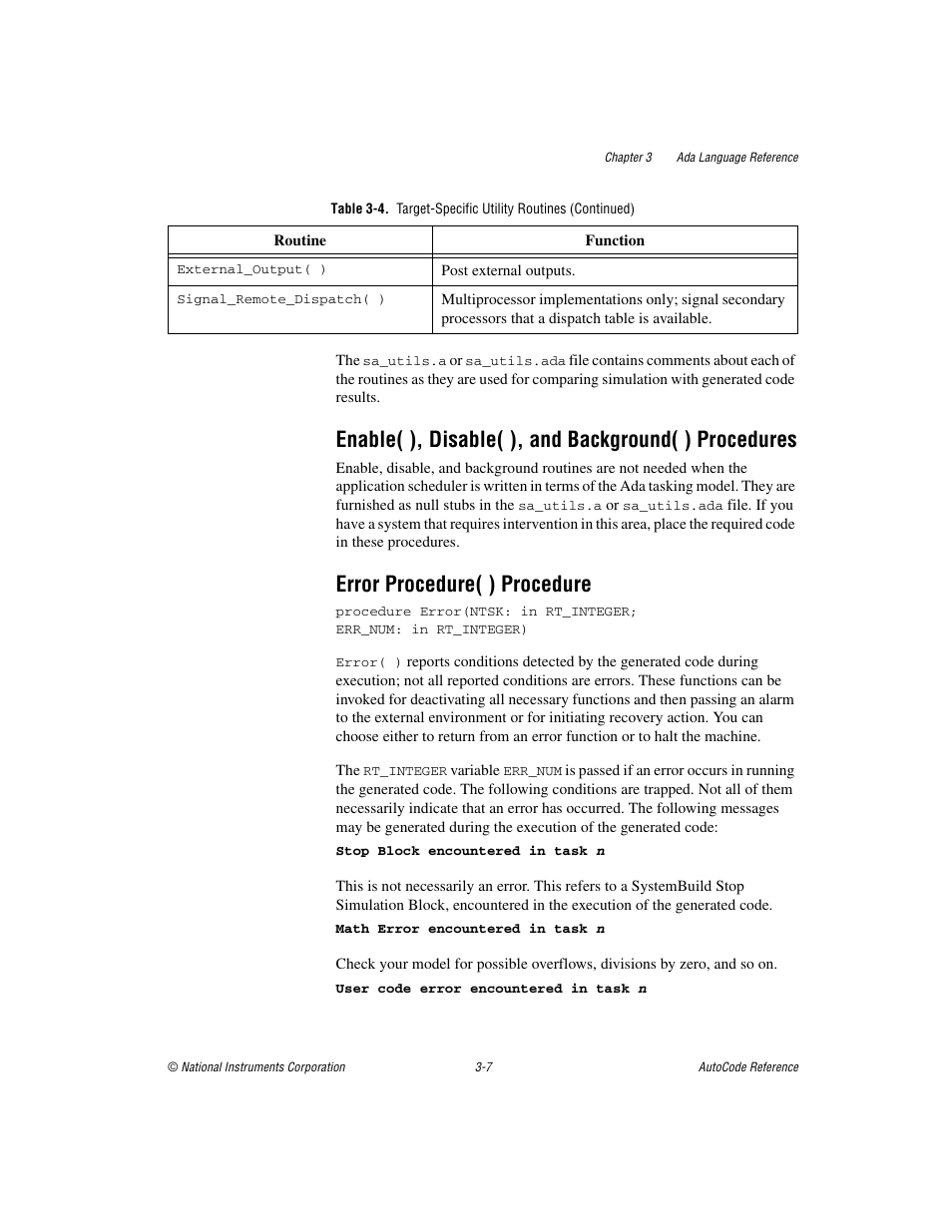 Error procedure( ) procedure | National Instruments AutoCode NI MATRIX User Manual | Page 69 / 250