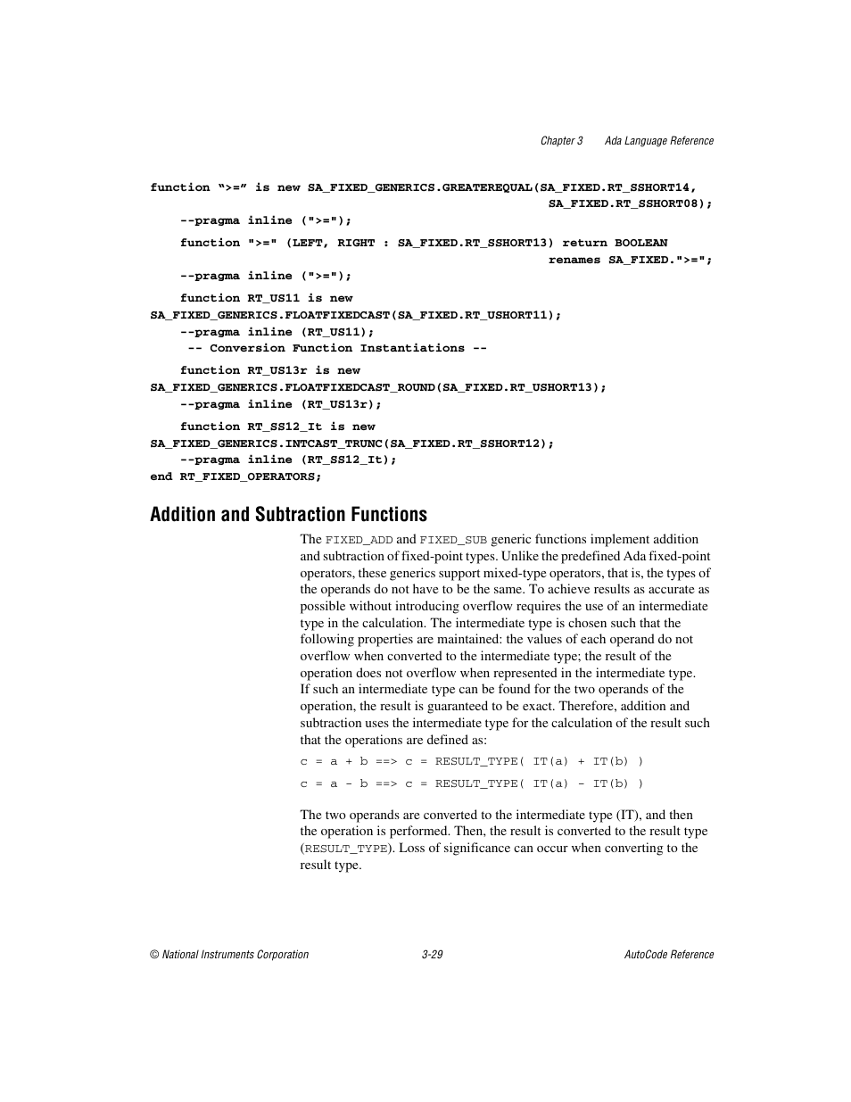 Addition and subtraction functions, Addition and subtraction functions -29 | National Instruments AutoCode NI MATRIX User Manual | Page 91 / 250