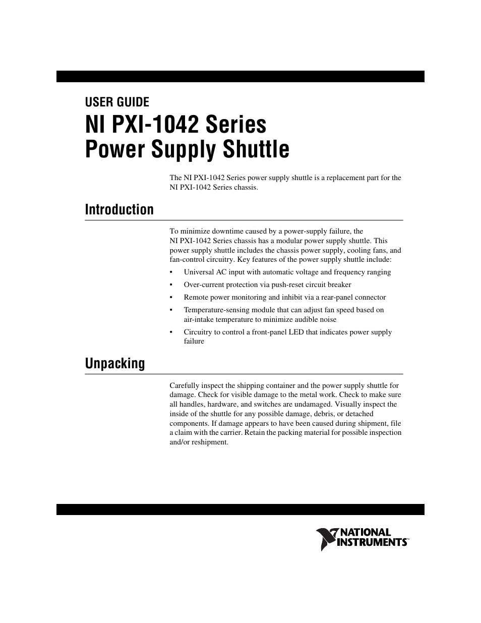 National Instruments NI PXI-1042 Series User Manual | 8 pages