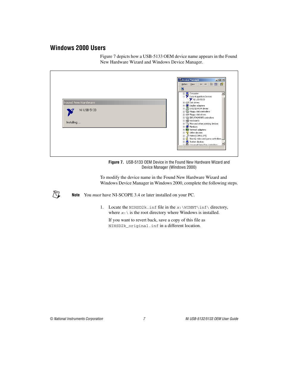 Windows 2000 users | National Instruments USB Digitizers NI USB-5133 OEM User Manual | Page 7 / 9
