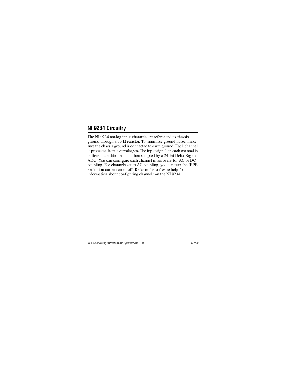 Ni 9234 circuitry | National Instruments NI 9234 User Manual | Page 10 / 36