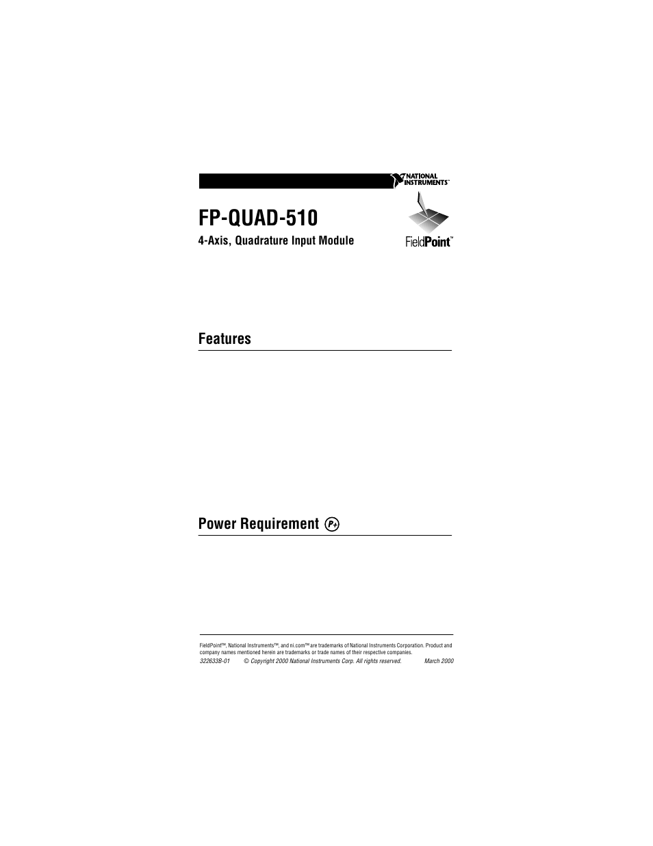 National Instruments Quadrature Input Module FP-QUAD-510 User Manual | 12 pages