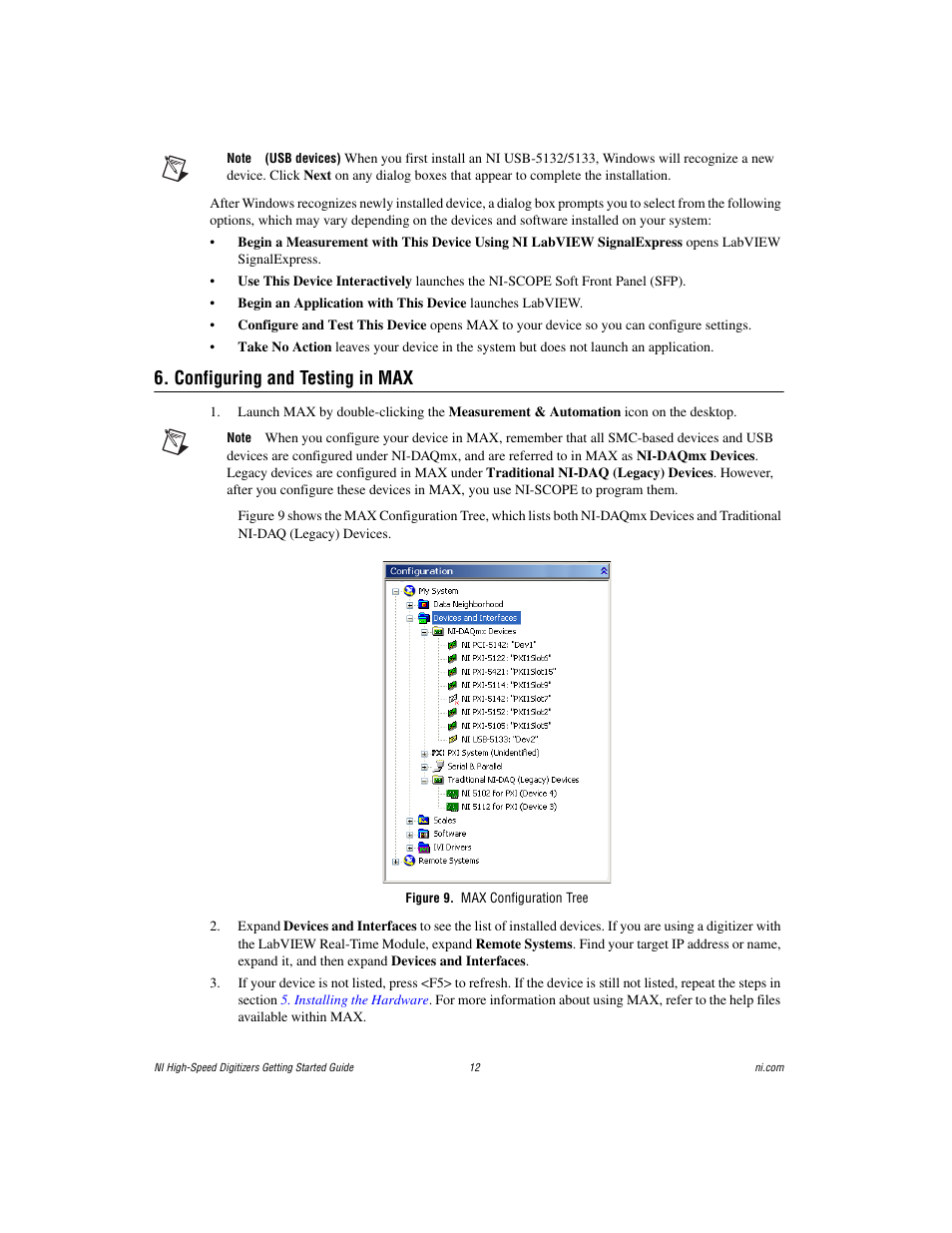 Configuring and testing in max, Figure 9. max configuration tree | National Instruments NI 5102 User Manual | Page 12 / 68