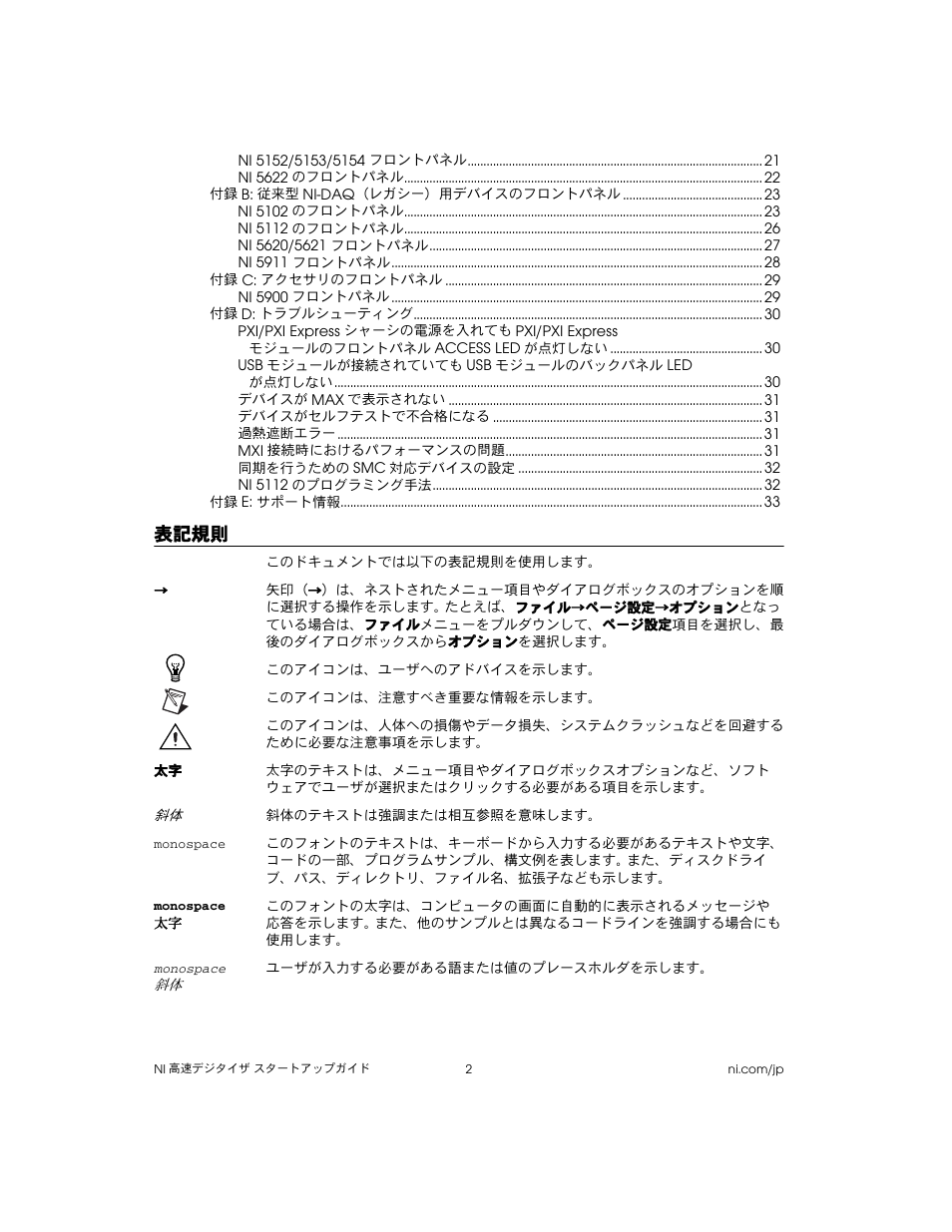 表記規則 | National Instruments NI 5102 User Manual | Page 34 / 68