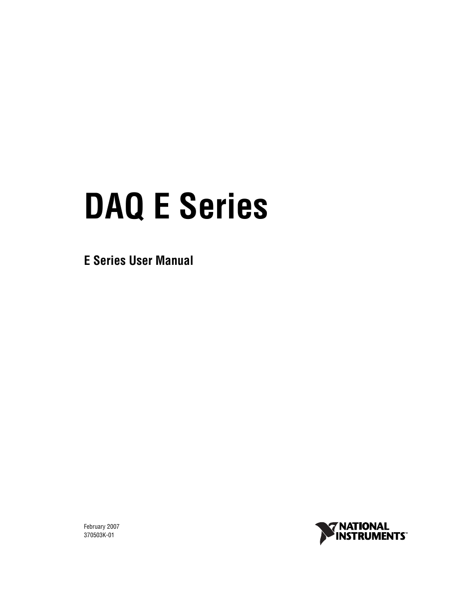 National Instruments Data Acquisition Device E Series User Manual | 264 pages