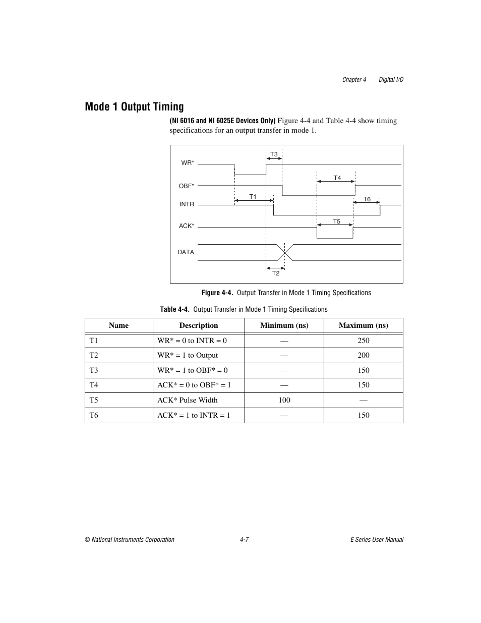Mode 1 output timing, Mode 1 output timing -7 | National Instruments Data Acquisition Device E Series User Manual | Page 102 / 264