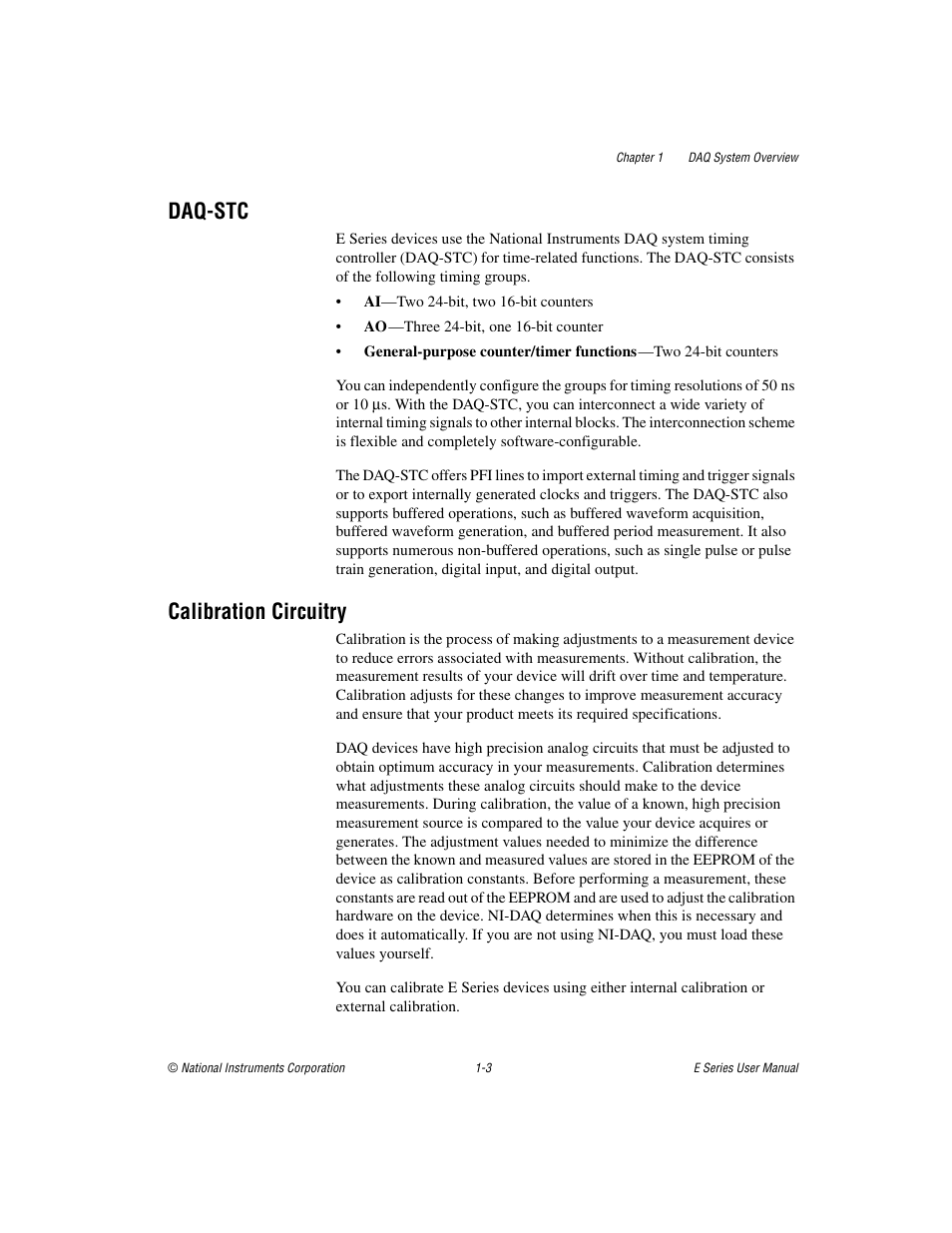 Daq-stc, Calibration circuitry, Daq-stc -3 calibration circuitry -3 | National Instruments Data Acquisition Device E Series User Manual | Page 20 / 264
