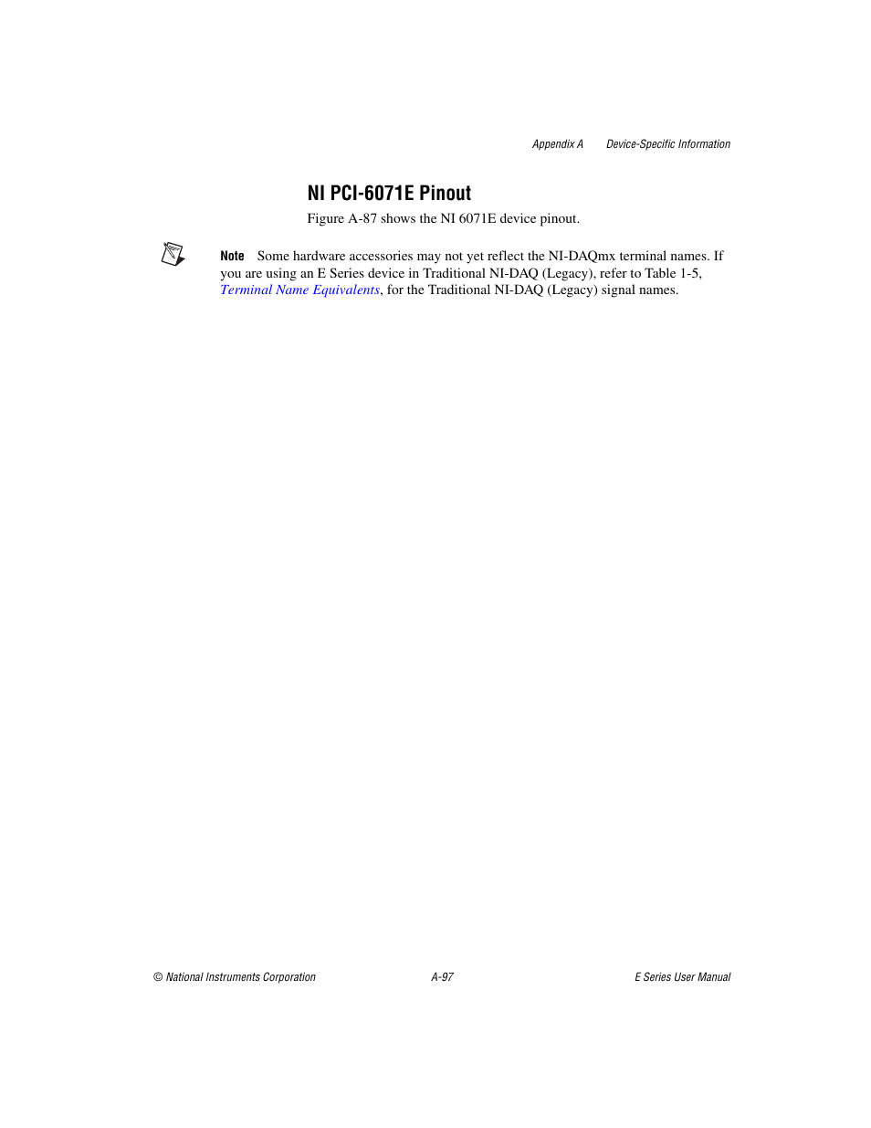 Ni pci-6071e pinout | National Instruments Data Acquisition Device E Series User Manual | Page 232 / 264