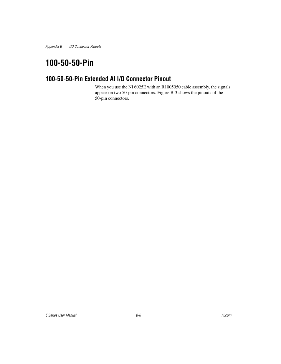 50-50-pin, 50-50-pin extended ai i/o connector pinout | National Instruments Data Acquisition Device E Series User Manual | Page 243 / 264