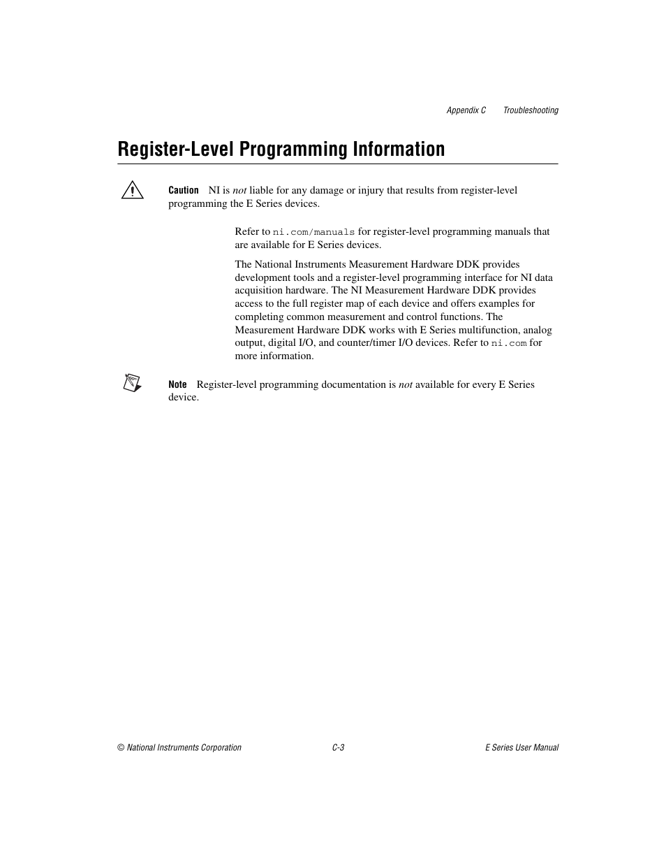 Register-level programming information | National Instruments Data Acquisition Device E Series User Manual | Page 248 / 264