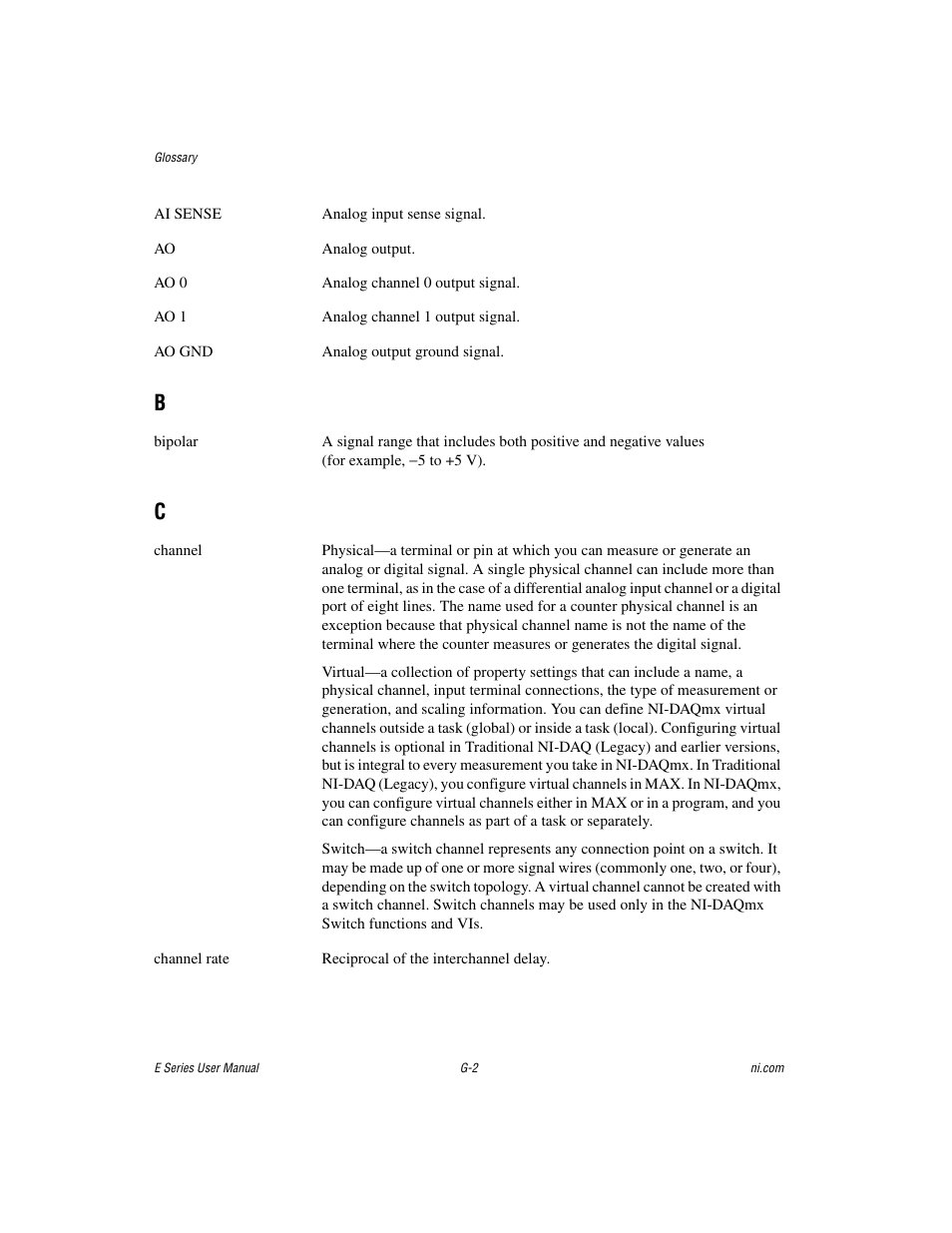 National Instruments Data Acquisition Device E Series User Manual | Page 252 / 264