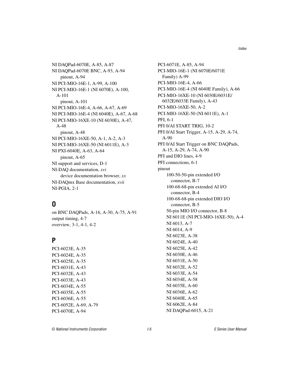 National Instruments Data Acquisition Device E Series User Manual | Page 262 / 264