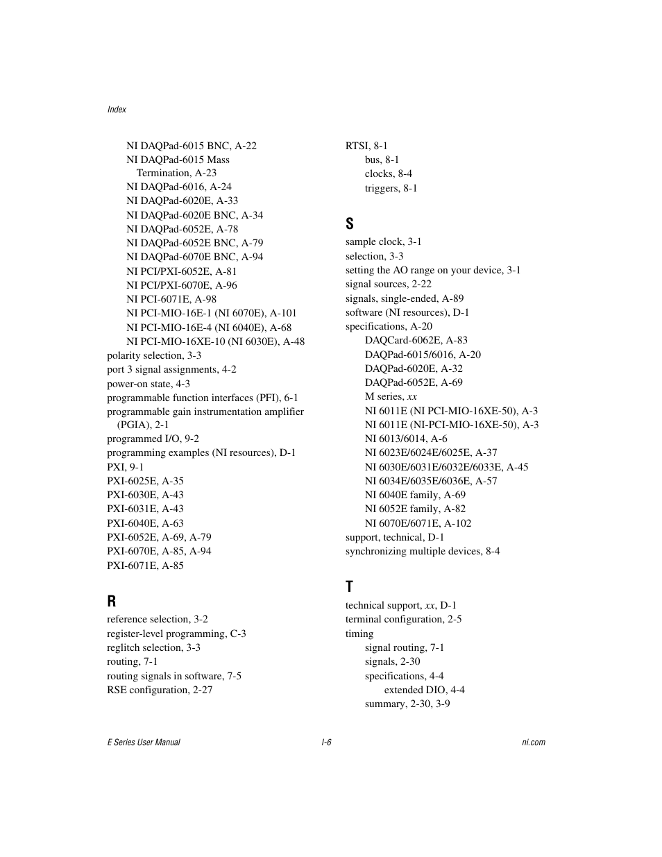 National Instruments Data Acquisition Device E Series User Manual | Page 263 / 264