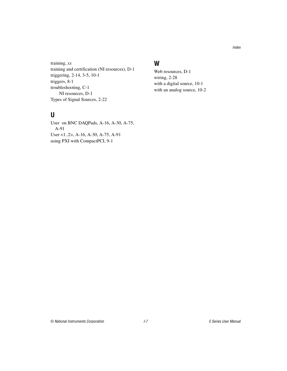 National Instruments Data Acquisition Device E Series User Manual | Page 264 / 264