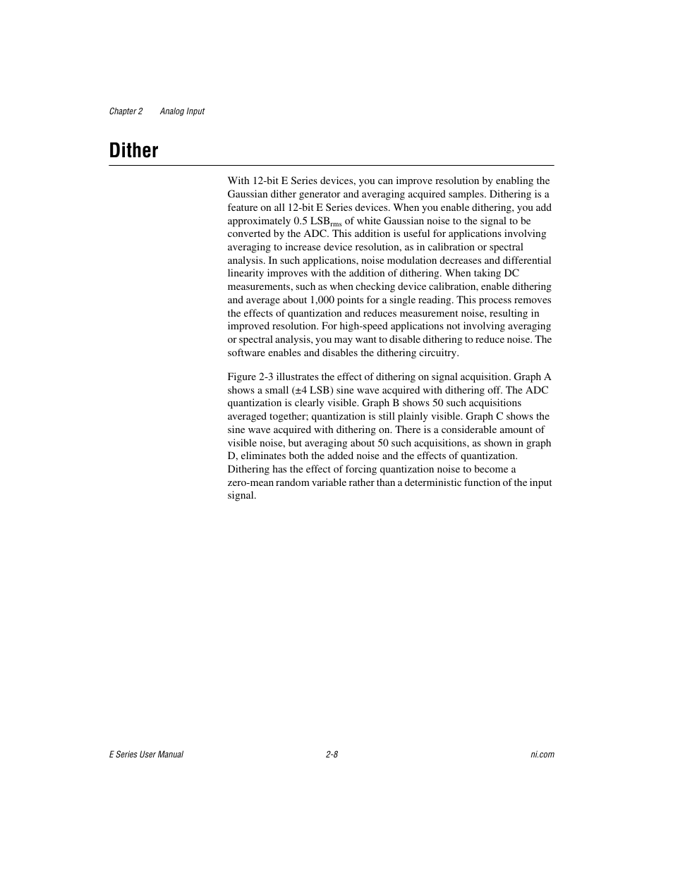 Dither, Dither -8 | National Instruments Data Acquisition Device E Series User Manual | Page 41 / 264