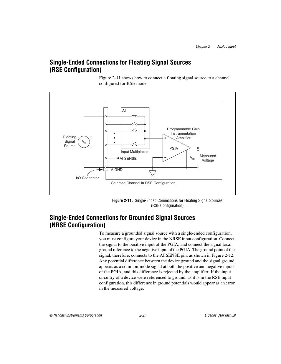 Rse configuration) -27, Nrse configuration) -27 | National Instruments Data Acquisition Device E Series User Manual | Page 60 / 264