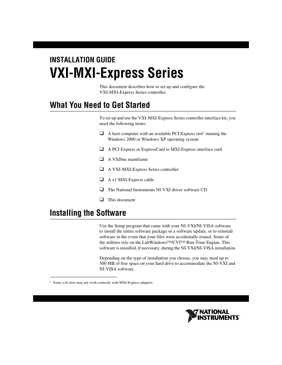 National Instruments VXI-MXI-Express Series User Manual | 8 pages