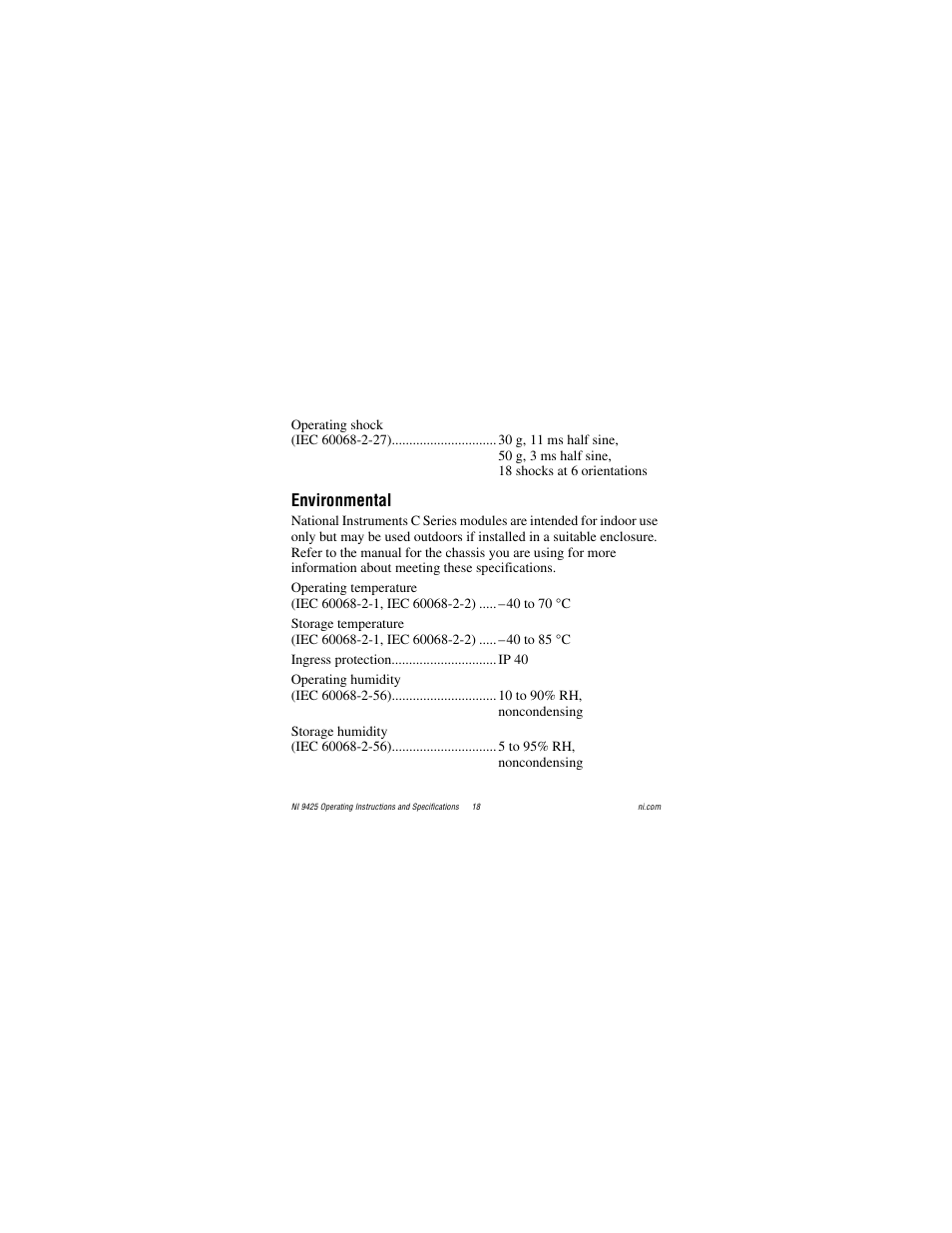 Environmental | National Instruments NI 9425 User Manual | Page 18 / 22