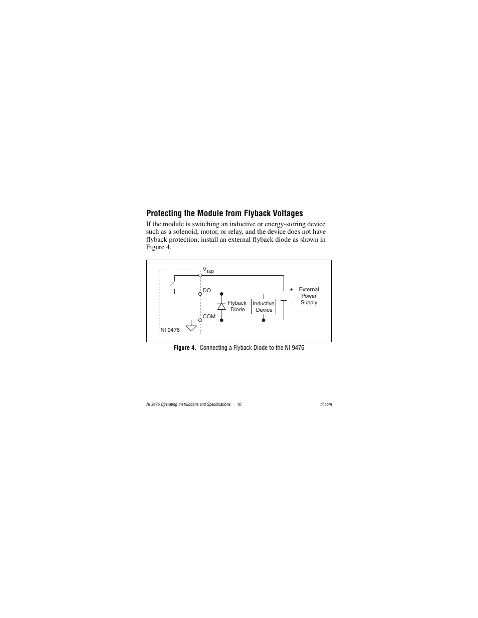 Protecting the module from flyback voltages | National Instruments NI 9476 User Manual | Page 10 / 24
