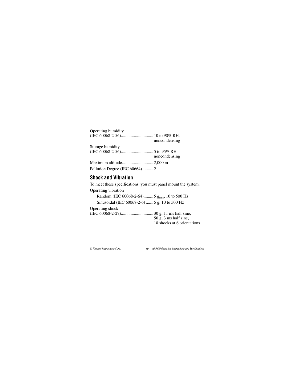 Shock and vibration | National Instruments NI 9476 User Manual | Page 19 / 24