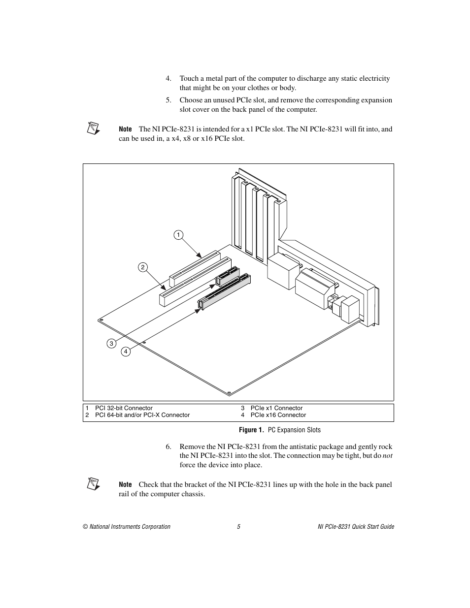 Figure 1. pc expansion slots | National Instruments Gigabit Ethernet (GigE) Interface Device NI PCIe-8231 User Manual | Page 5 / 11
