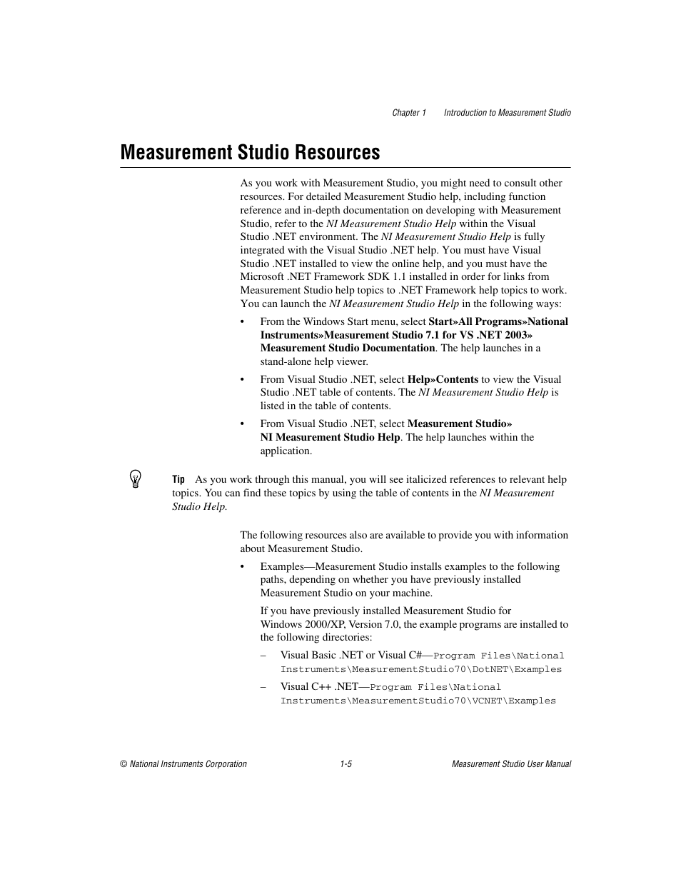 Measurement studio resources, Measurement studio resources -5 | National Instruments Measurement Studio User Manual | Page 12 / 66