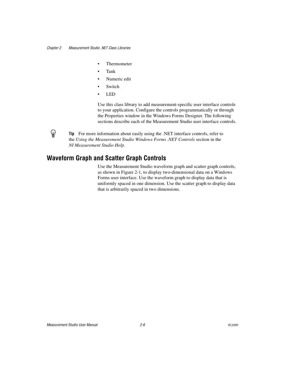 Waveform graph and scatter graph controls, Waveform graph and scatter graph controls -6 | National Instruments Measurement Studio User Manual | Page 19 / 66