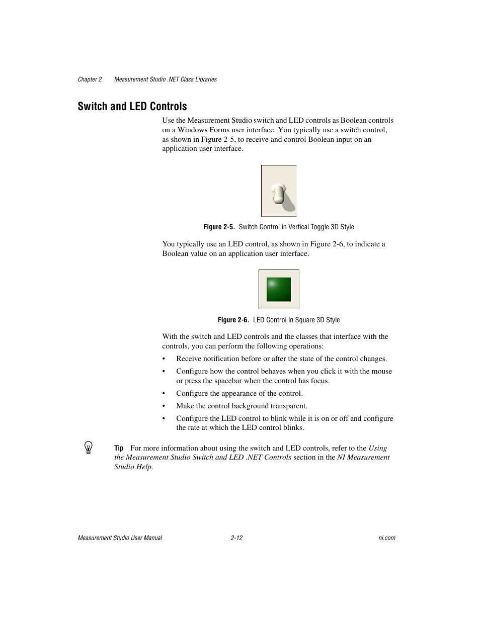 Switch and led controls, Figure 2-6. led control in square 3d style, Switch and led controls -12 | National Instruments Measurement Studio User Manual | Page 25 / 66