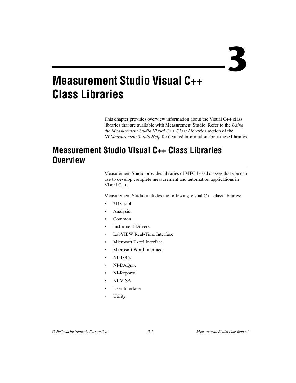 Measurement studio visual c++ class libraries, Incl | National Instruments Measurement Studio User Manual | Page 26 / 66