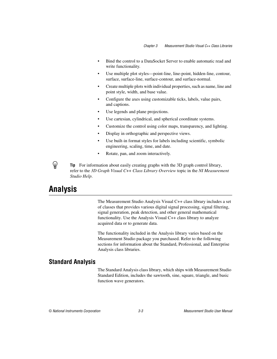 Analysis, Standard analysis, Analysis -3 | Standard analysis -3 | National Instruments Measurement Studio User Manual | Page 28 / 66