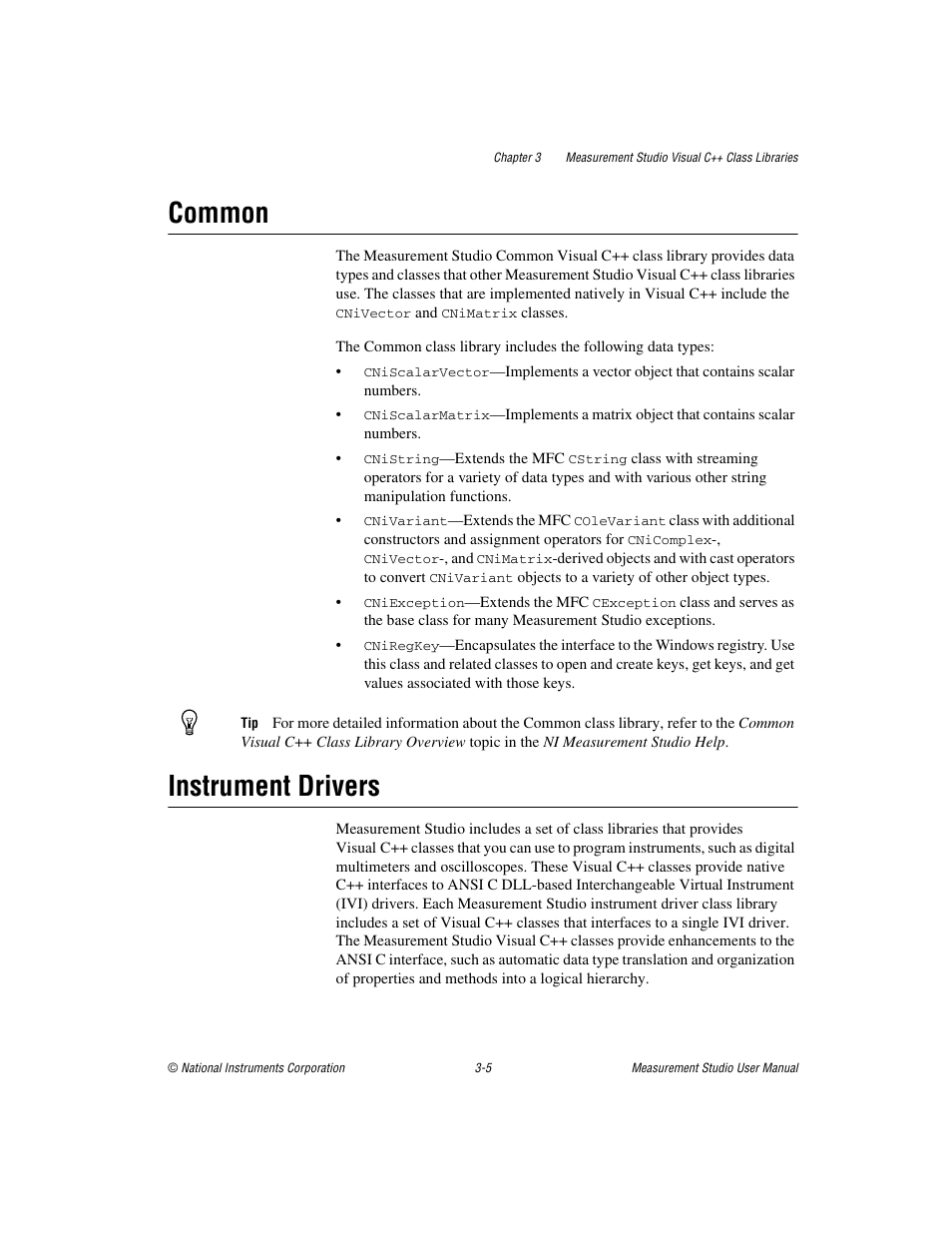 Common, Instrument drivers, Common -5 instrument drivers -5 | National Instruments Measurement Studio User Manual | Page 30 / 66