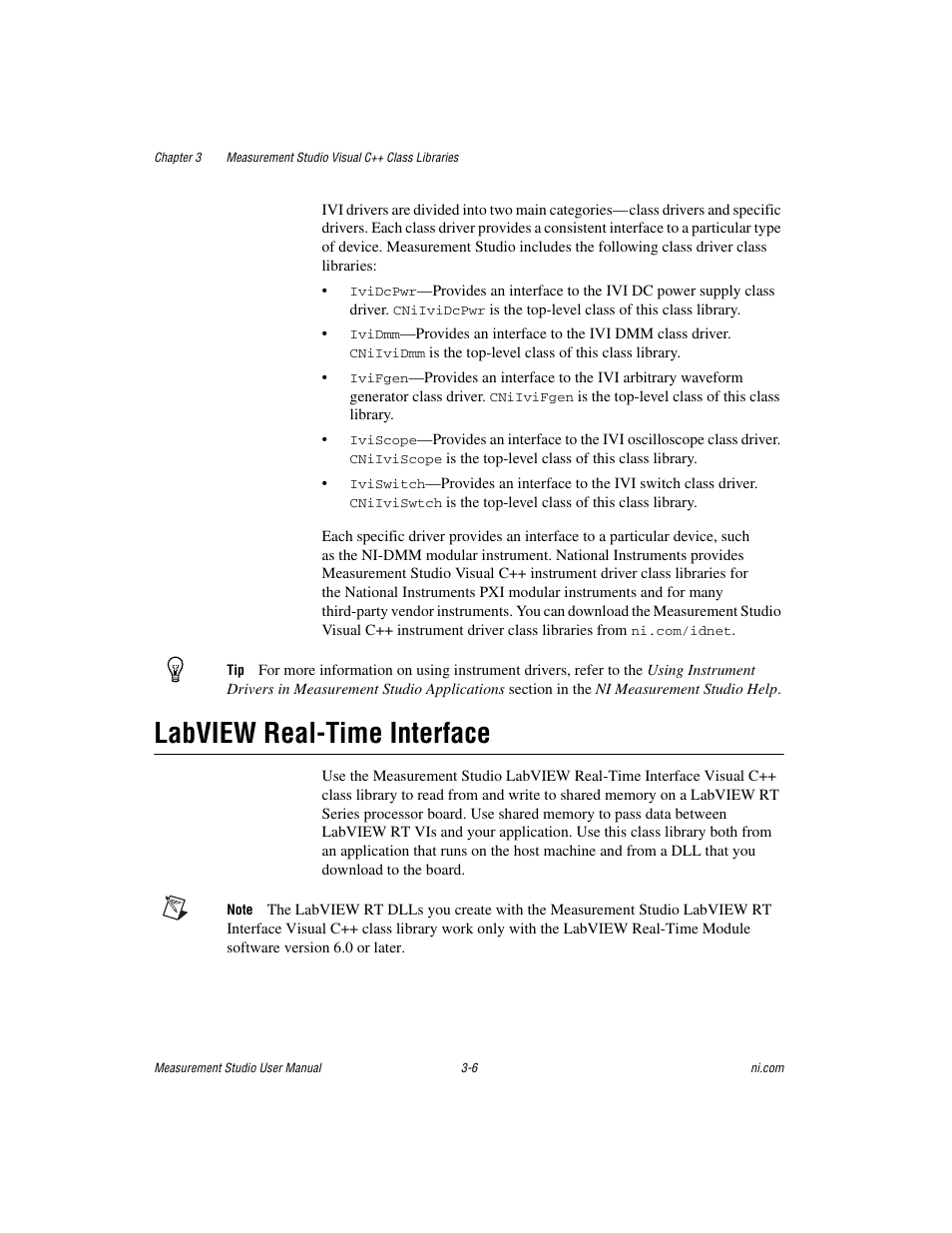Labview real-time interface, Labview real-time interface -6 | National Instruments Measurement Studio User Manual | Page 31 / 66