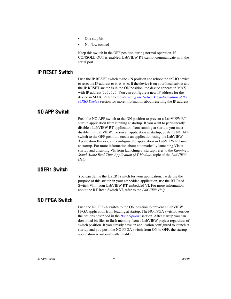 Ip reset switch, No app switch, User1 switch | No fpga switch | National Instruments NI sbRIO-960x User Manual | Page 16 / 28