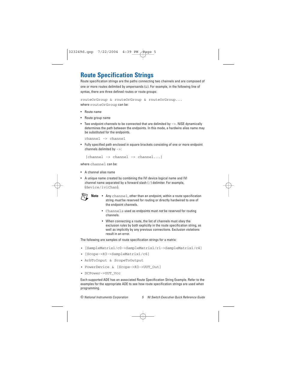 Route specification strings | National Instruments Switch Executive User Manual | Page 5 / 8