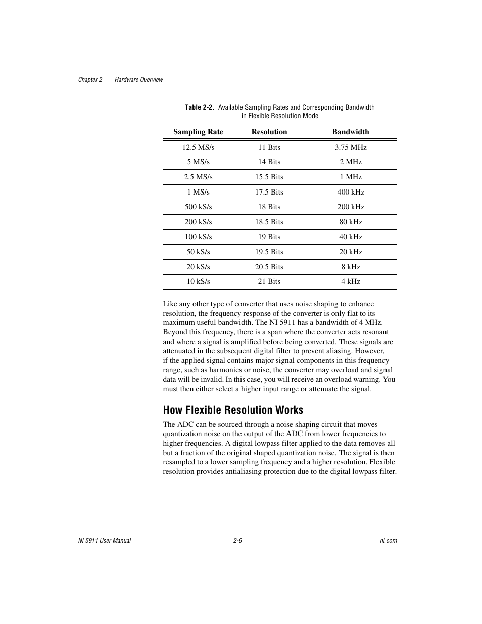 How flexible resolution works, How flexible resolution works -6 | National Instruments NI 5911 User Manual | Page 17 / 45