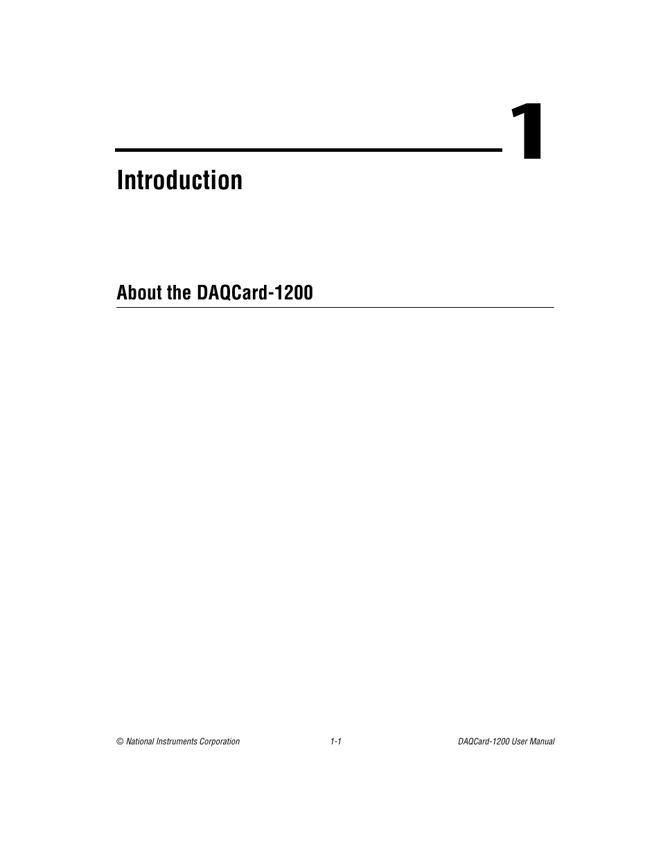 Chapter 1 introduction, About the daqcard-1200, About the daqcard-1200 -1 | Introduction | National Instruments DAQCard-1200 User Manual | Page 12 / 101