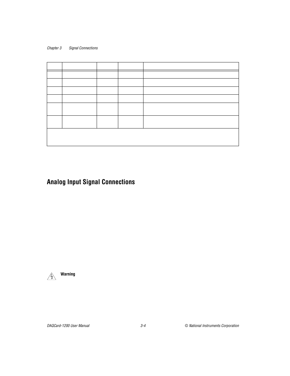 Analog input signal connections, Analog input signal connections -4, Section | National Instruments DAQCard-1200 User Manual | Page 26 / 101