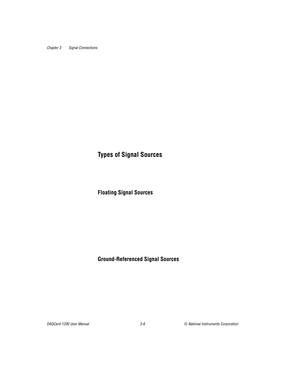 Types of signal sources, Types of signal sources -6, Types | Of signal sources, Section of chapte | National Instruments DAQCard-1200 User Manual | Page 28 / 101
