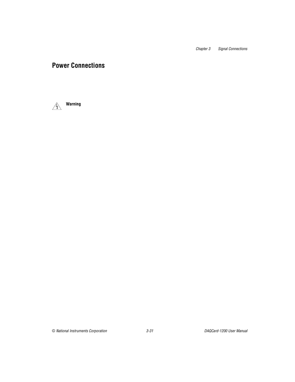 Power connections, Power connections -31 | National Instruments DAQCard-1200 User Manual | Page 53 / 101