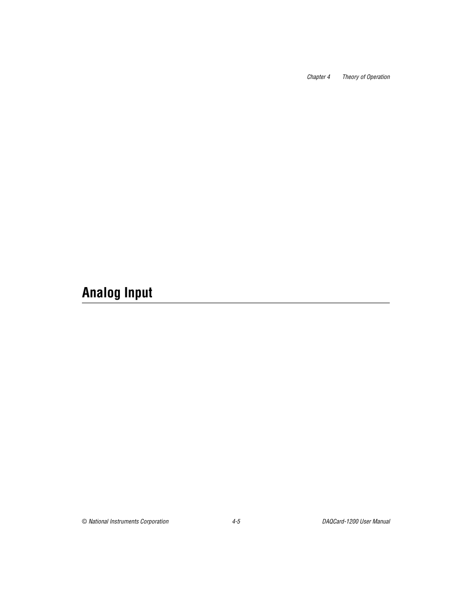 Analog input, Analog input -5 | National Instruments DAQCard-1200 User Manual | Page 58 / 101