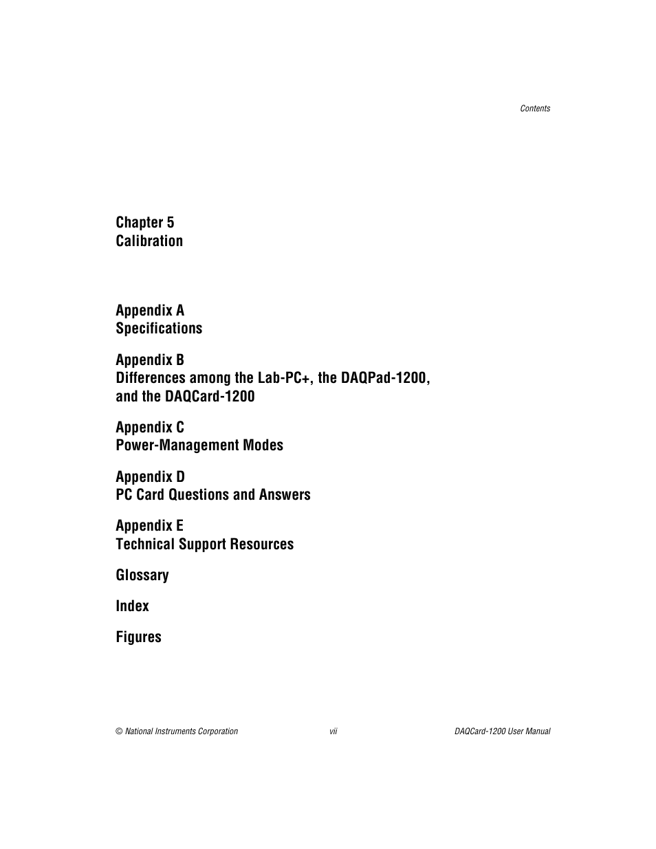 Figures, Chapter 5 calibration | National Instruments DAQCard-1200 User Manual | Page 6 / 101