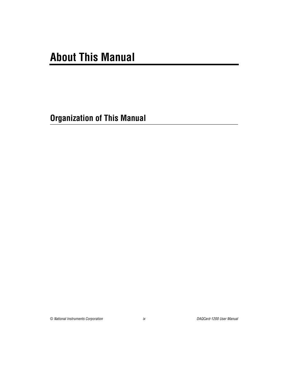 About this manual, Organization of this manual | National Instruments DAQCard-1200 User Manual | Page 8 / 101