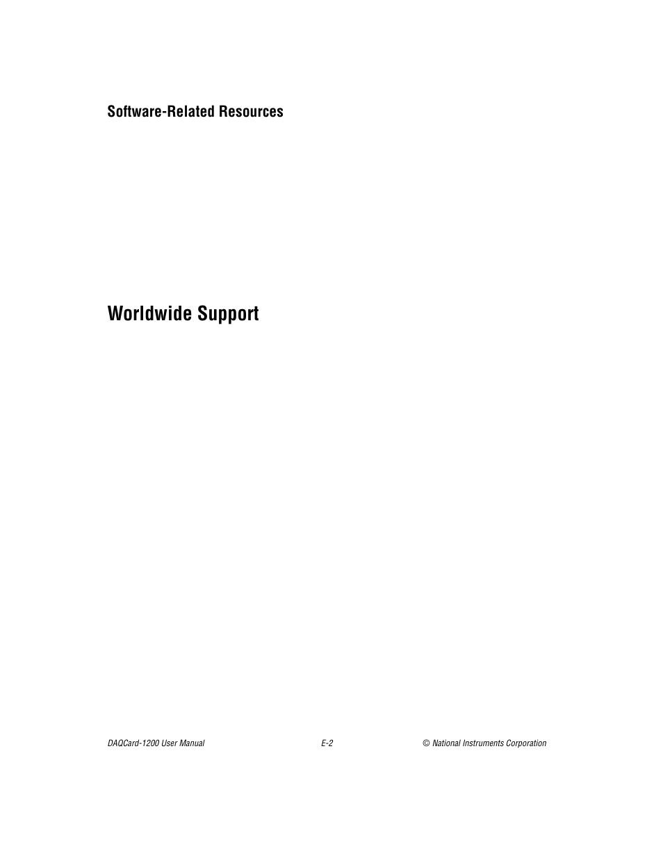 Worldwide support, Software-related resources | National Instruments DAQCard-1200 User Manual | Page 87 / 101