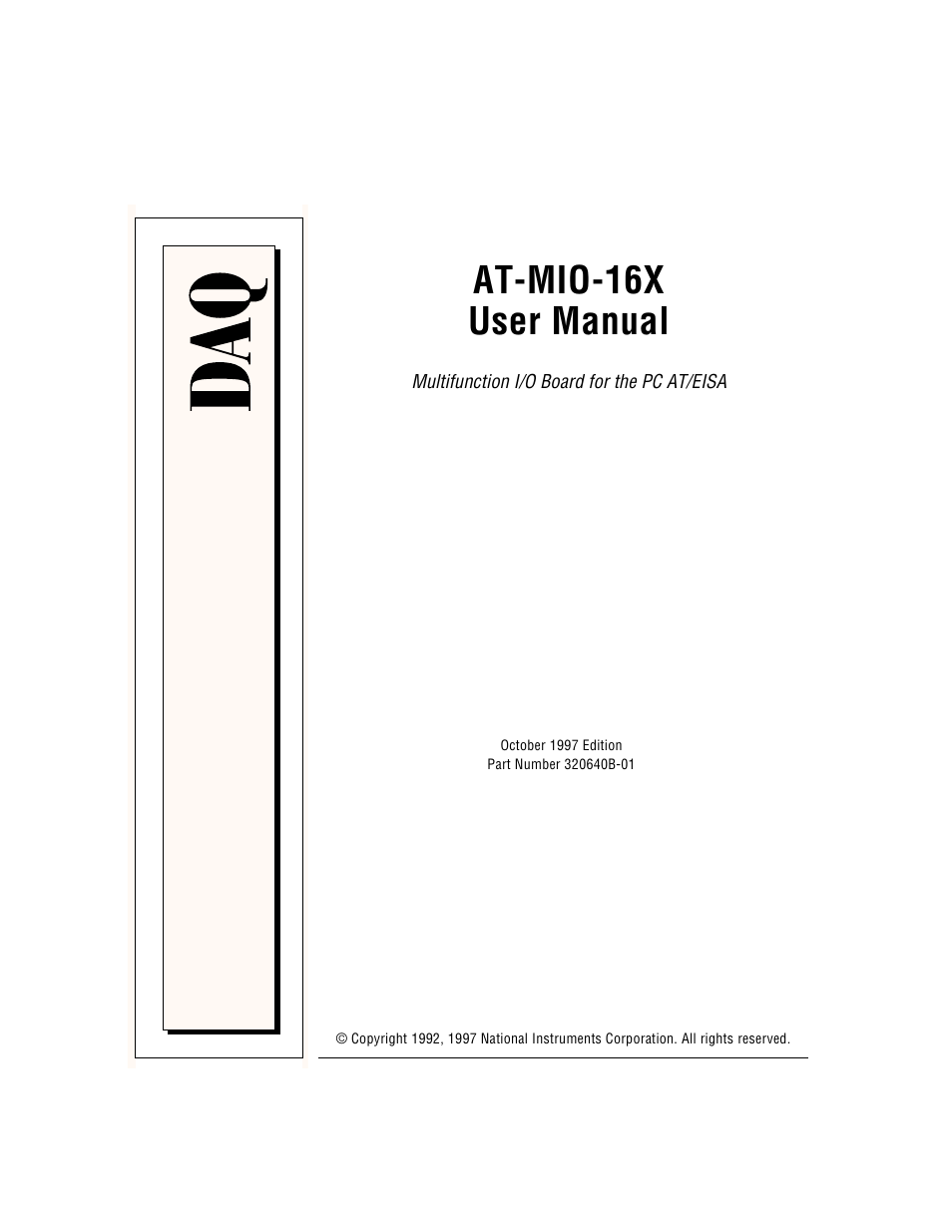 National Instruments AT-MIO-16X User Manual | 330 pages