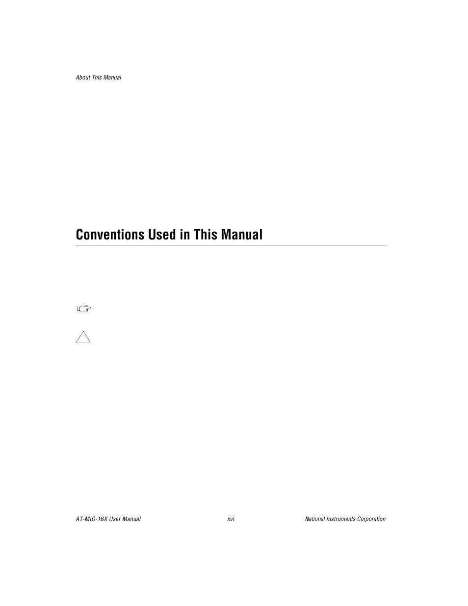 Conventions used in this manual | National Instruments AT-MIO-16X User Manual | Page 14 / 330
