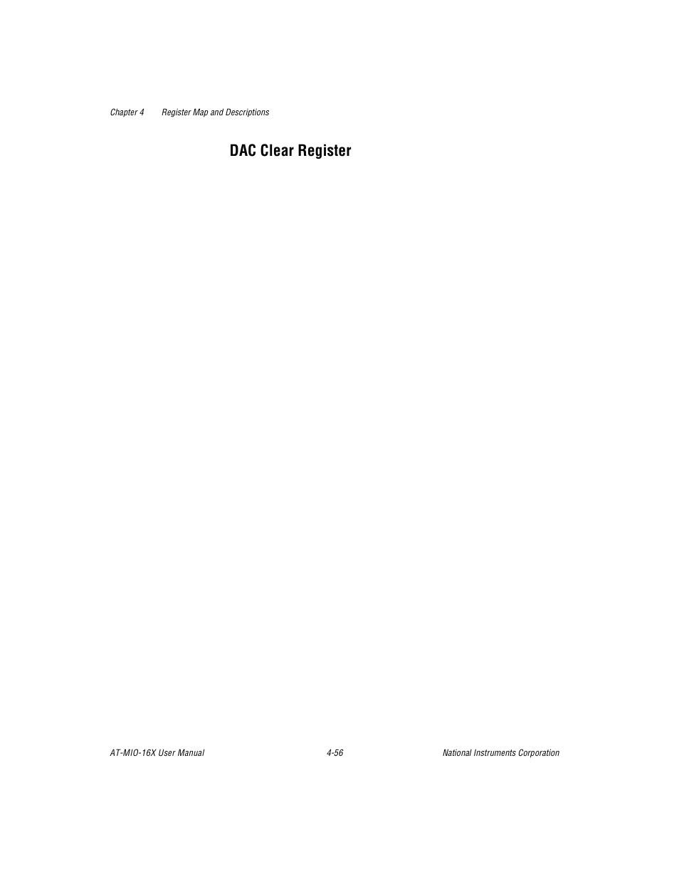 Dac clear register, Dac clear register -56 | National Instruments AT-MIO-16X User Manual | Page 152 / 330