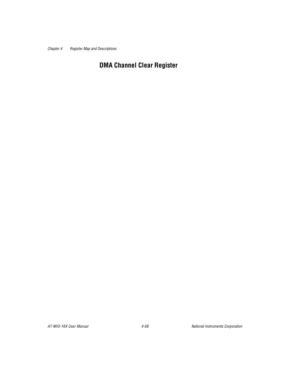 Dma channel clear register, Dma channel clear register -58 | National Instruments AT-MIO-16X User Manual | Page 154 / 330