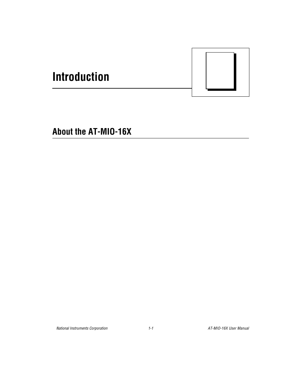 Chapter 1 introduction, About the at-mio-16x, About the at-mio-16x -1 | Chapter 1, introduction, Introduction | National Instruments AT-MIO-16X User Manual | Page 16 / 330