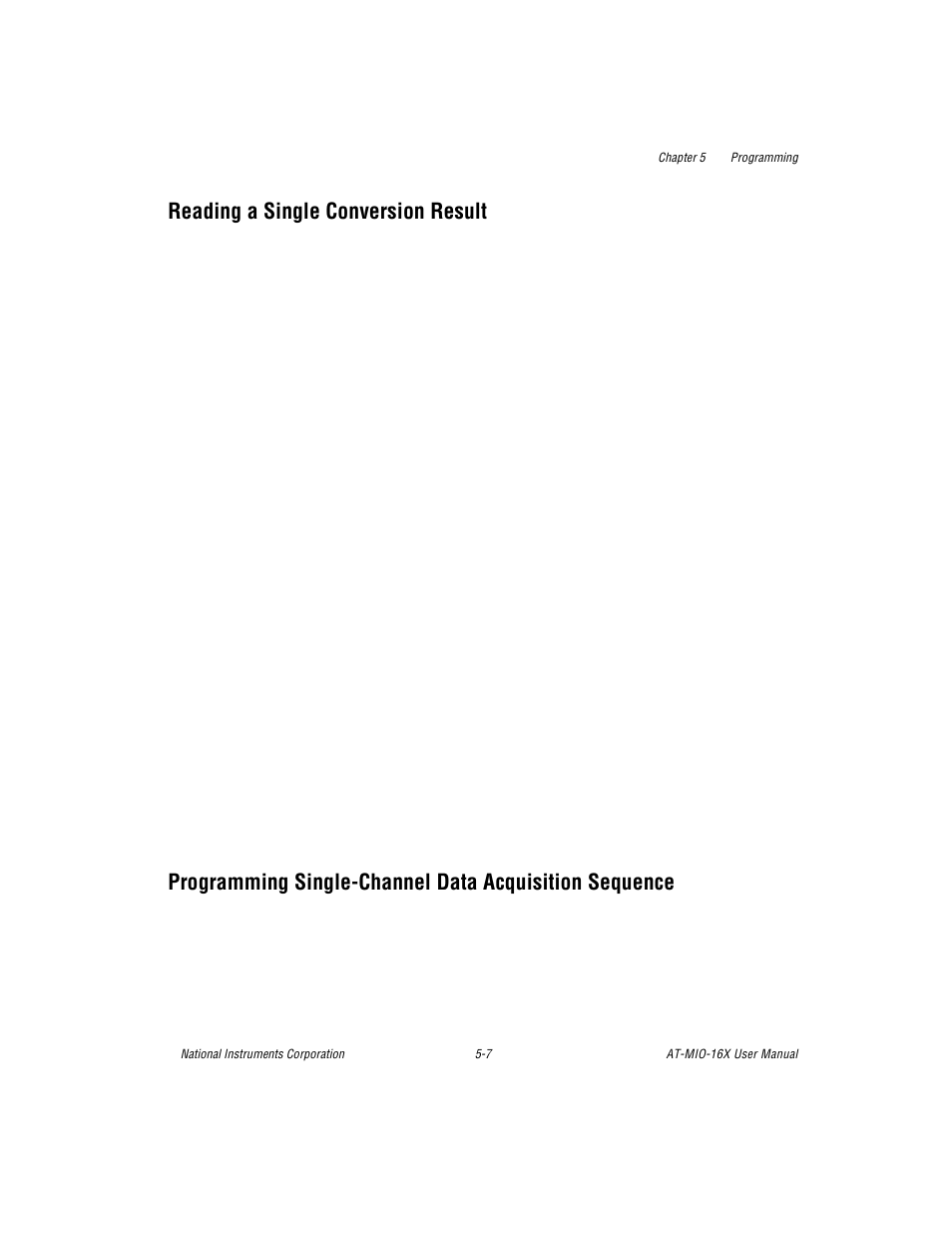 Reading a single conversion result, Programming single-channel data acquisition sequen | National Instruments AT-MIO-16X User Manual | Page 176 / 330